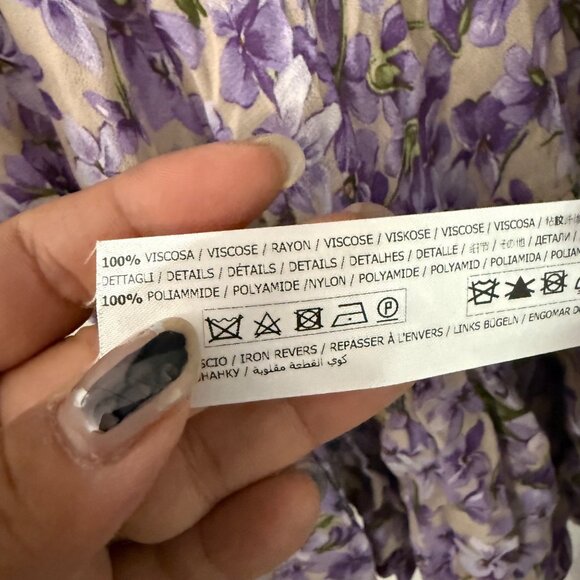 Twinset Simona Barbieri Purple Floral Chiffon Sheer Long Sleeve Vneck Dress XS - Picture 8 of 9